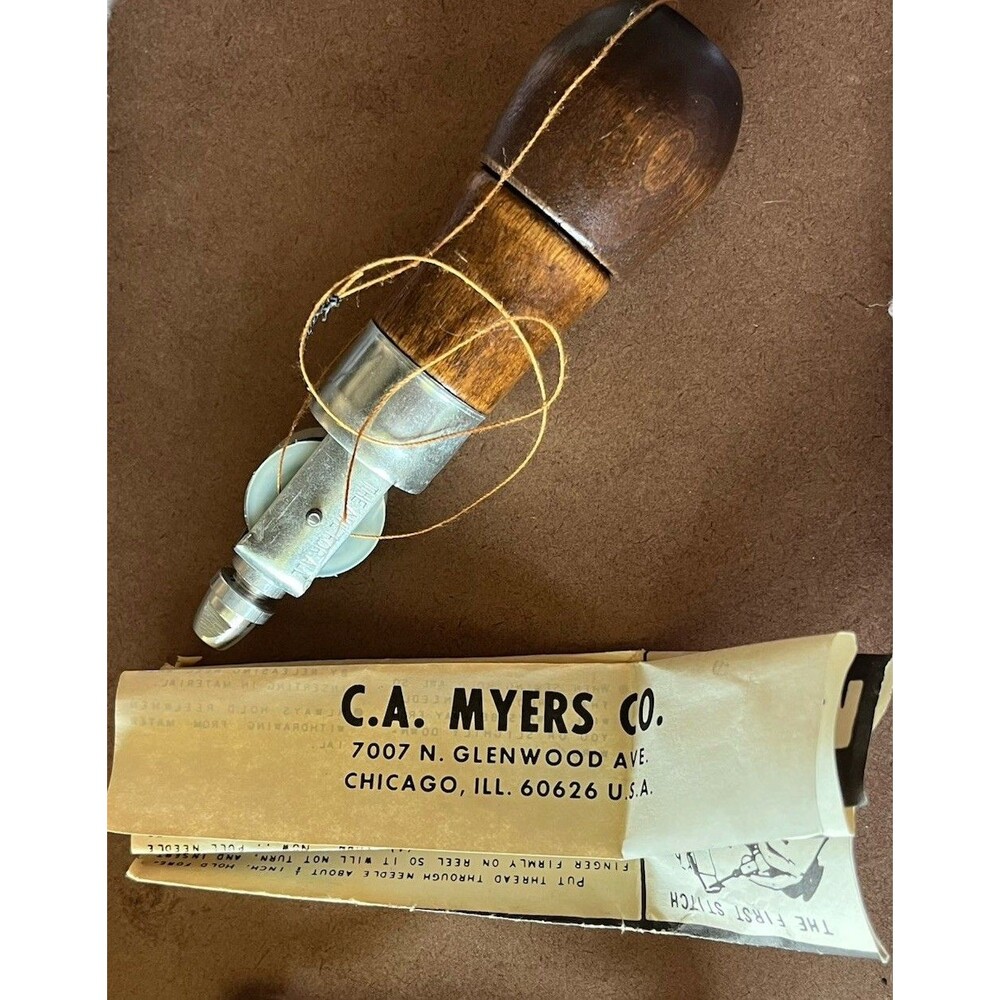 Vintage C. A. Myers Co. Leather Sewing Awl w/ Original Box Instructions Leather